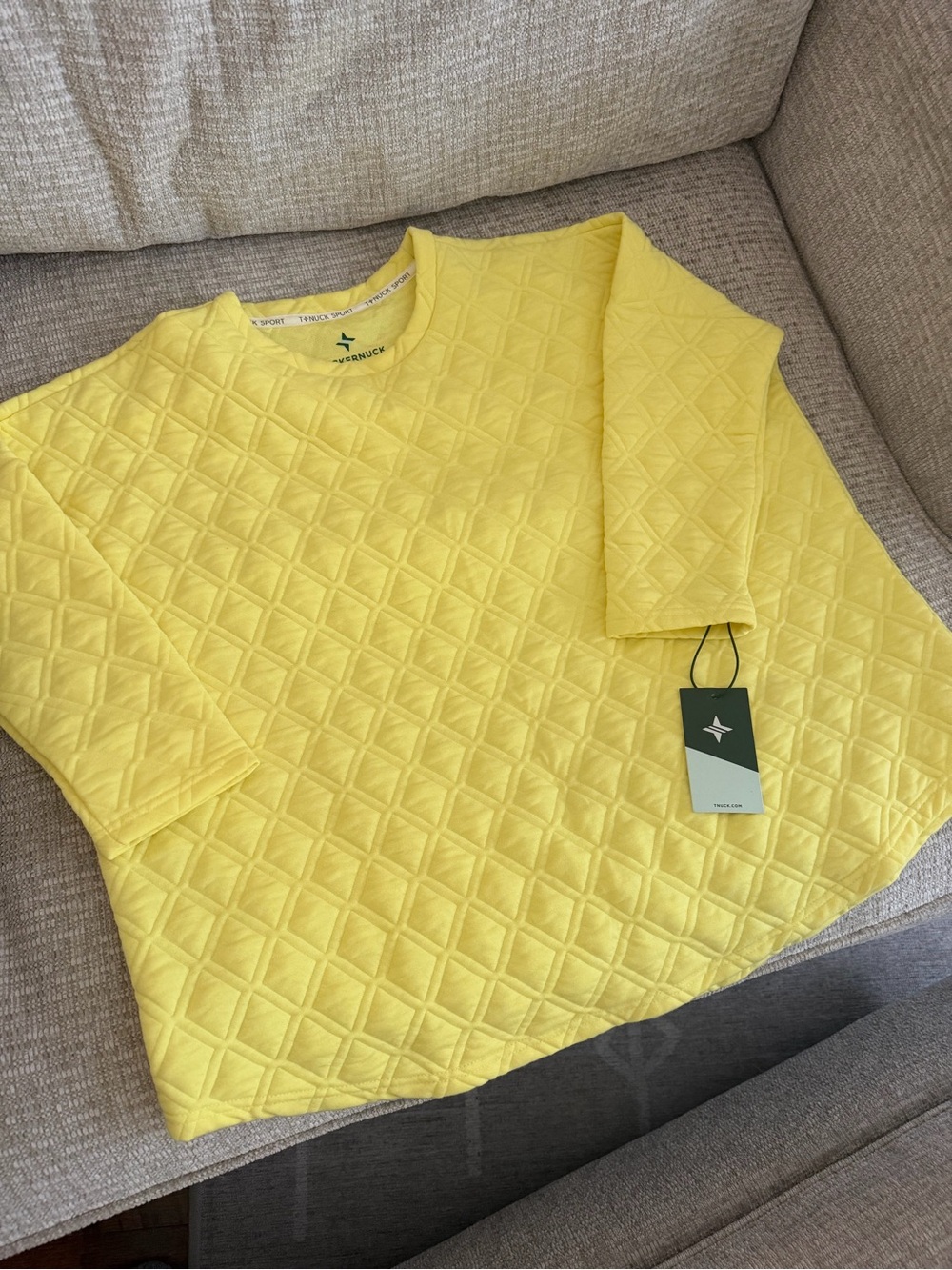 Tuckernuck Sunny Yellow Quilted Crewneck Pullover